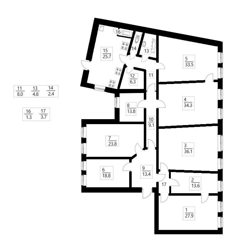 Продажа 7-комн квартиры на вторичном рынке Санкт-Петербург г., Зеленина Бол. ул.,28