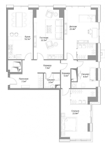 Планировка ЖК Фили Сити, 70.7 м2
