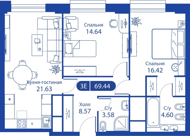 Планировка ЖК iLove, 31 м2