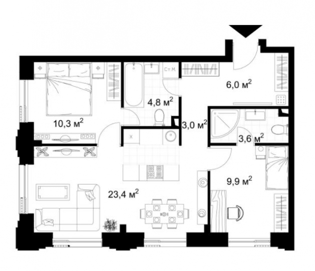 Планировка ЖК KAZAKOV Grand Loft, 20.2 м2