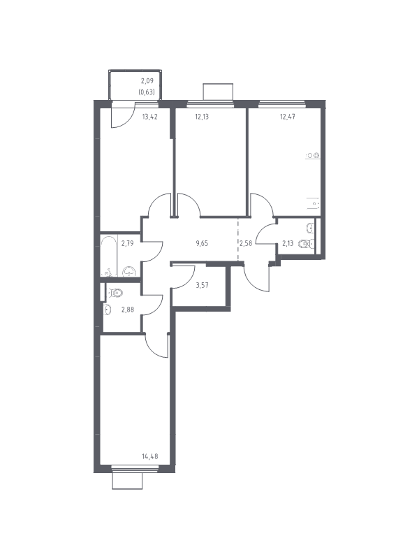 Продажа 3-комн квартиры в новостройке Коробово д., 10 км до МКАД,  к. 8.1
