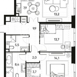 Продажа 3-комн квартиры на вторичном рынке Полковая улица,  д. 12