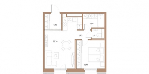 1-комн квартира наб Чёрной речки,  д. 41