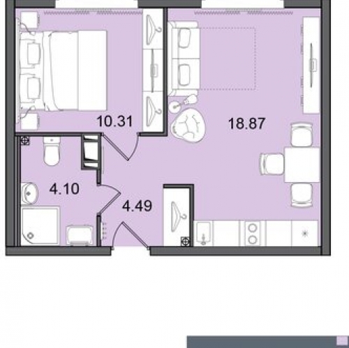 2-комн квартира Витебский пр-кт,  д. 99 к1