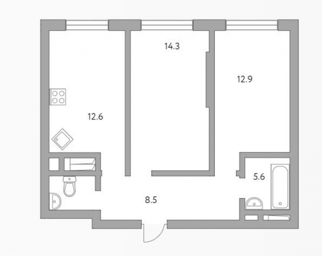 Планировка ЖК Бригантина, 27.2 м2