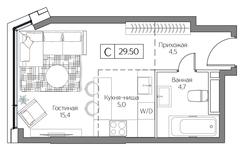 Продажа студии Проектируемый 4062-й проезд,  к. Aqua