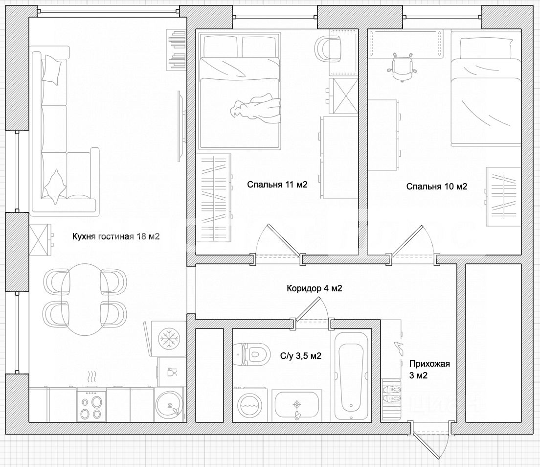 Аренда 3-комн квартиры на вторичном рынке Новоивановское пгт, бульвар Эйнштейна, 2