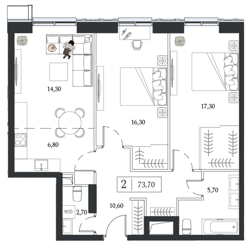 Продажа 2-комн квартиры в новостройке Москва г., Андропова пр-кт,  к. 2