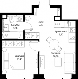 Продажа 1-комн квартиры в новостройке Москва г., Вишнёвая ул.,  к. 6