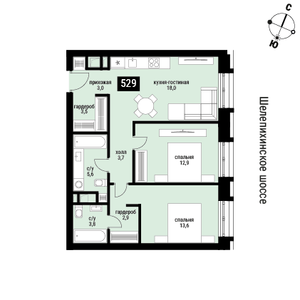 Продажа 2-комн квартиры в новостройке г.Шмитовский проезд, вл.40