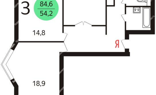 Продажа 3-комн квартиры на вторичном рынке Ялтинская улица,  д. 14