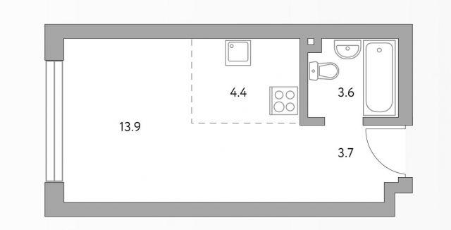 Планировка ЖК Profit, 18.3 м2