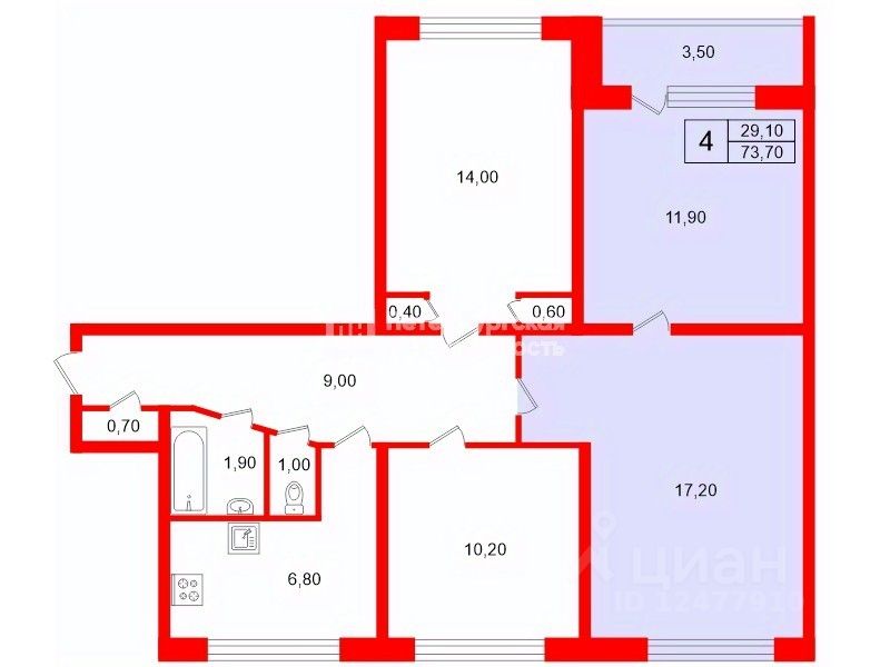Продажа комнаты улица Турку, 9К1