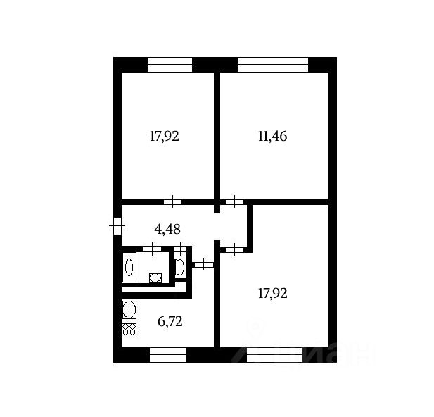 Продажа 3-комн квартиры на вторичном рынке улица Новоселов, 19