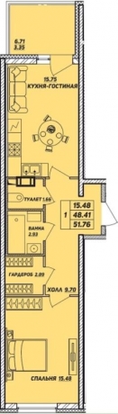 Планировка ЖК Рыбацкая гавань, 15 м2
