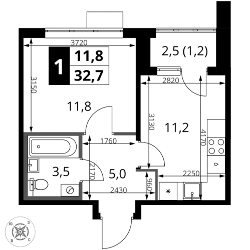 1-комн квартира Химки г., Комсомольская ул.,  к. 4